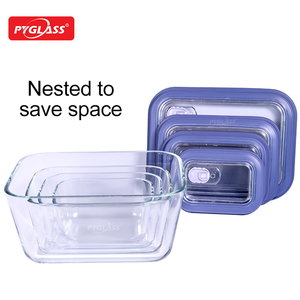 Recipiente de vidrio Pyglass para alimentos con almacenamiento anidado, caja de almacenamiento de alimentos de vidrio con tapa de ventilación deslizante, fiambrera de vidrio para regalos de cocina - Product Image 3