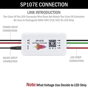 Музыкальный RGB-контроллер SP107E, светодиодный контроллер, Смарт-приложение, синхронизация, Bluetooth, волшебный цвет, Rgb-пиксель, адресуемый светодиодный контроллер светодиодной ленты, DC5-24V - Product Image 3