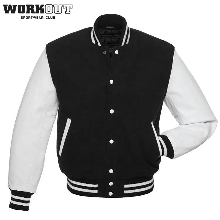 최신 판매 가죽 소매를 가진 Varsity 재킷 공백 Mens Varsity 대학 재킷 주문 야구 면 재킷