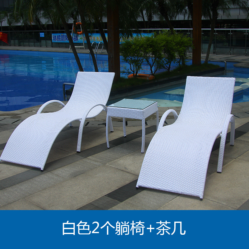 2 fauteuils inclinables + table basse - blanc