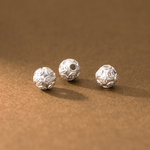 7-12MM S999 Pure Silver 3D Coin <strong>Pattern</strong> Round Spacer <strong>Beads</strong> Handmade DIY <strong>String</strong> Weaving Rope <strong>Beads</strong> for Bracelet - Product Image 5