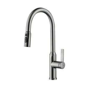 Hiện đại cổ điển màu đen thép không gỉ cảm ứng kéo đơn xử lý sàn gắn vòi bếp kéo phun nước nóng lạnh - Product Image 4