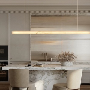 Yeni alabaster yemek masası bar LED uzun lineer avize Modern Minimalist mermer şerit dikdörtgen ışık - Product Image 2