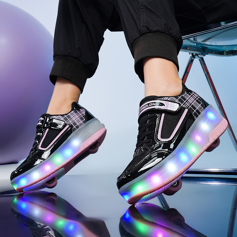 239 Dual-wheel Rechargeable with Lights (Black/Pink)