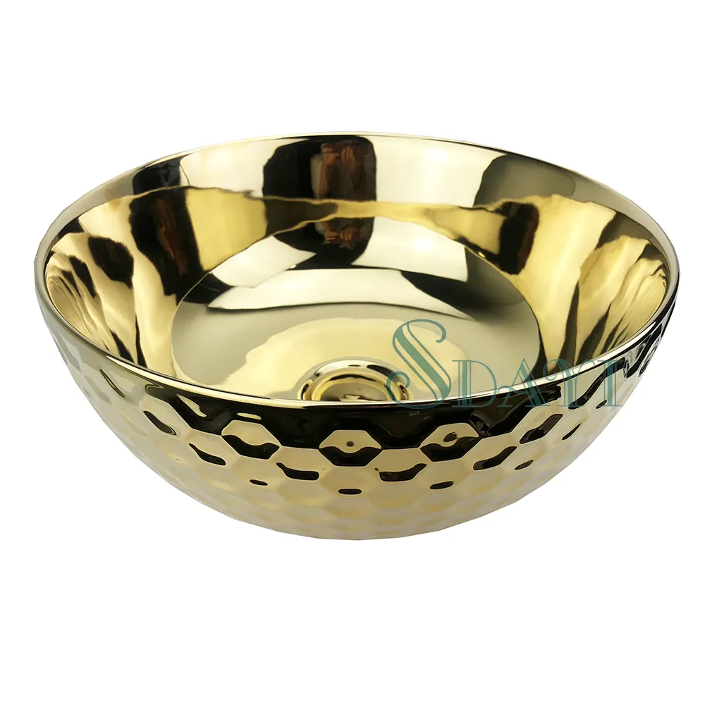 Colore oro ceramica piccola vanità bagno lavabo bagno lusso design dorato parryware lavabo prezzo