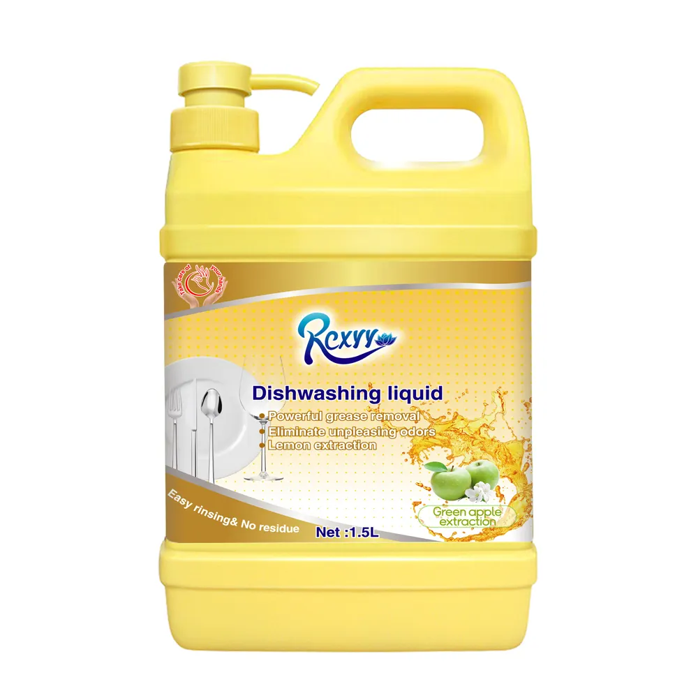 Jabón líquido para lavar platos, potente producto de limpieza de alta calidad, respetuoso con el medio ambiente, fórmula química, 1.5L, proveedor de fábrica