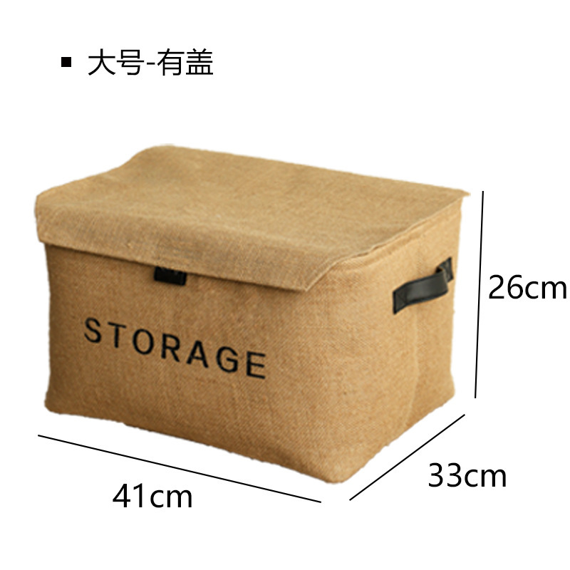 Cesta grande de almacenamiento de letras de yute con tapa