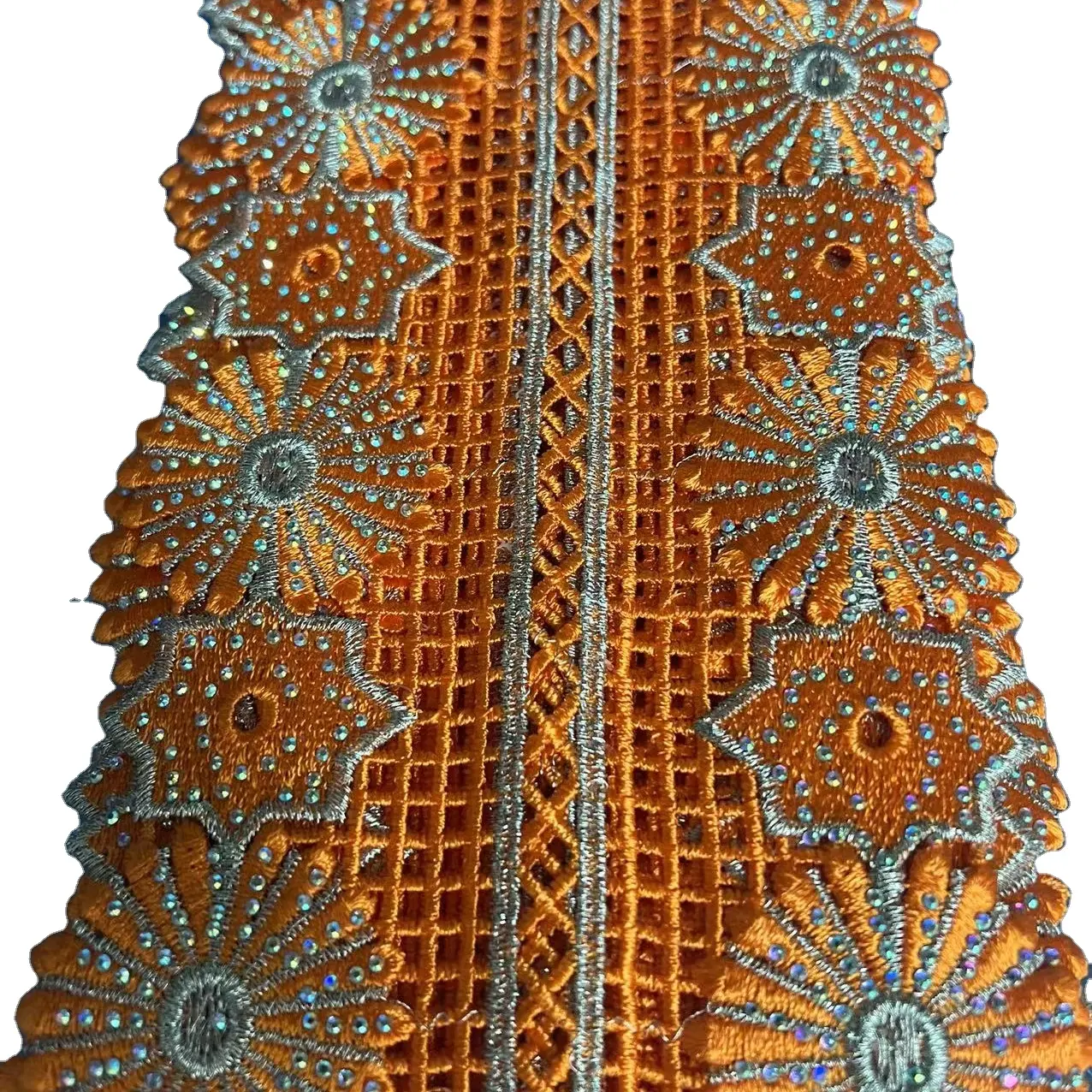 Rhinestone Lace Trim African Lace Trim Metallic Embroidered Motif Lace Wide 13cm