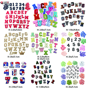 多项选择刺绣雪尼尔字母补丁，刺绣数字上的铁刻字字母 - Product Image 1
