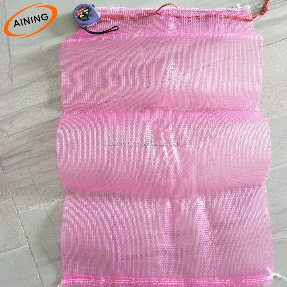 Ui plastic zak 50 kg trekkoord netje fruit netto mesh bag voor verkoop