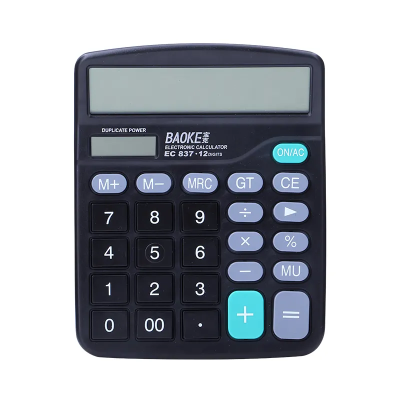 Calculatrice électronique à 12 chiffres, papeterie, calculatrice d'énergie solaire pour bureau, vente en gros