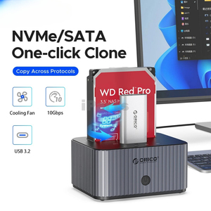 IParts <strong>Orico</strong> 2Bay NVME &amp; SATA Cross-protocol Offline Clone Type-C 10Gbps Hard Drive Docking Station for NVME M.<strong>2</strong> <strong>2</strong>.5&quot; 3.5&quot; HDD - Product Image 1