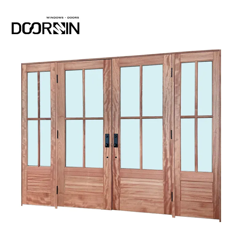 Modern Simple Design China Top Manufacturer Solid Wood Exterior Front French Door With Class