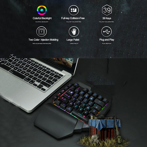 Teclado con cable USB F6 de 39 teclas, teclado ergonómico colorido RGB para juegos, una mano para jugadores, tableta, PC, portátil, F6 - Product Image 3