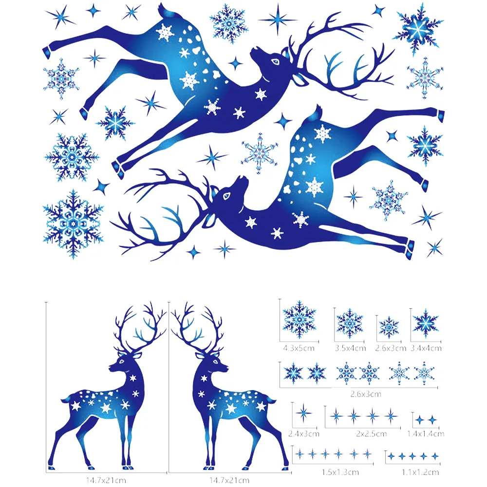 Stiker dekorasi Tahun Baru, stiker lengket statis jendela Natal statis, stiker dekorasi Tahun Baru