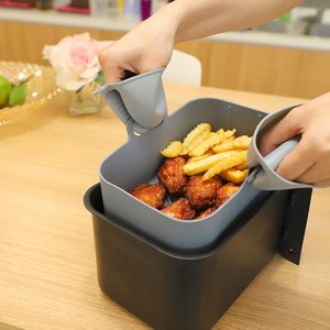 Rectangular Reusable Silicone Air Fryer Liners <strong>No</strong>-Stick Dual Pot Basket <strong>Easy</strong> Collapsible Convenient <strong>Baking</strong> Tray - Product Image 5