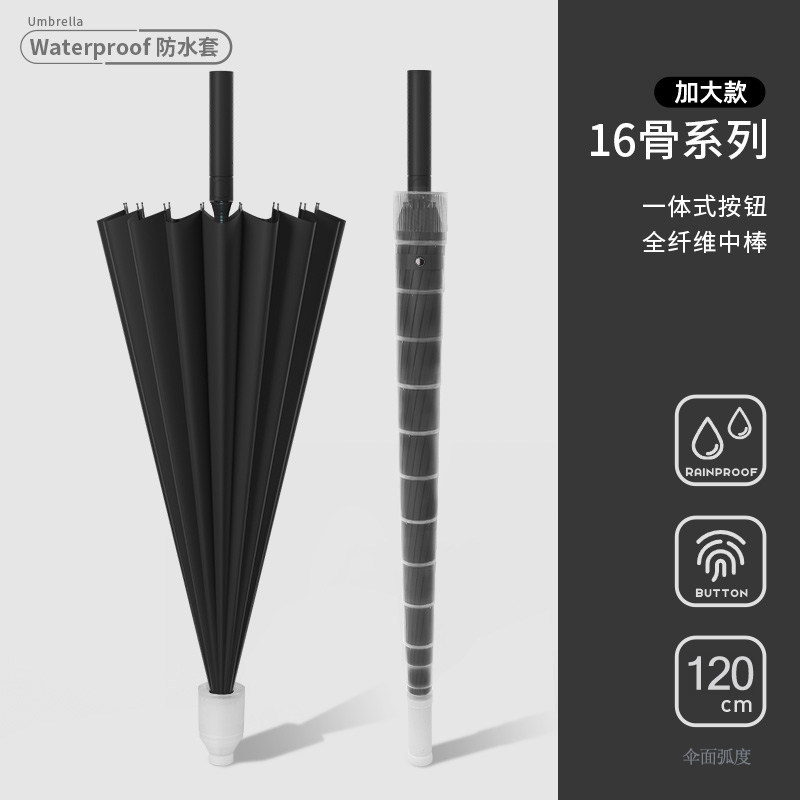 24-rib enlarged and reinforced - waterproof black cover