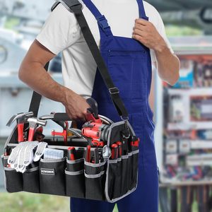 Kowsinde 18インチ電気技師ツールバッグ26ポケット取り外し可能ショルダーストラップスチールハンドルオープントップ多くの工具を保持 - Product Image 2