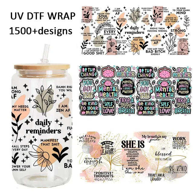 Factory custom wholesale uvdtf cup wraps transfers 16oz high quality stickers uv dtf cup wraps ready to ship for cups