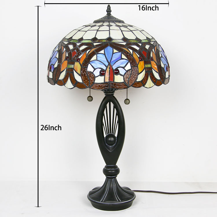 LongHuiJing Victorian Style Design 2-light Dark Antique Bronze Tiffany Table Lamp Handmade Old Table Lamps