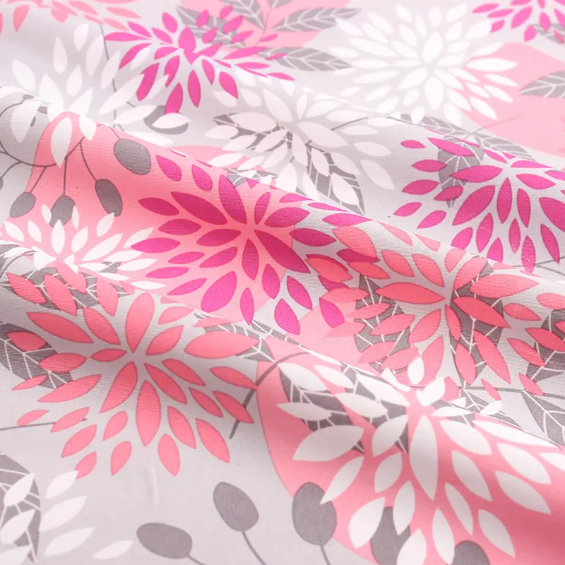 Tela taslan estampada floral Rosa poliéster 228T directa de fábrica para tapicería de sábanas con cojines
