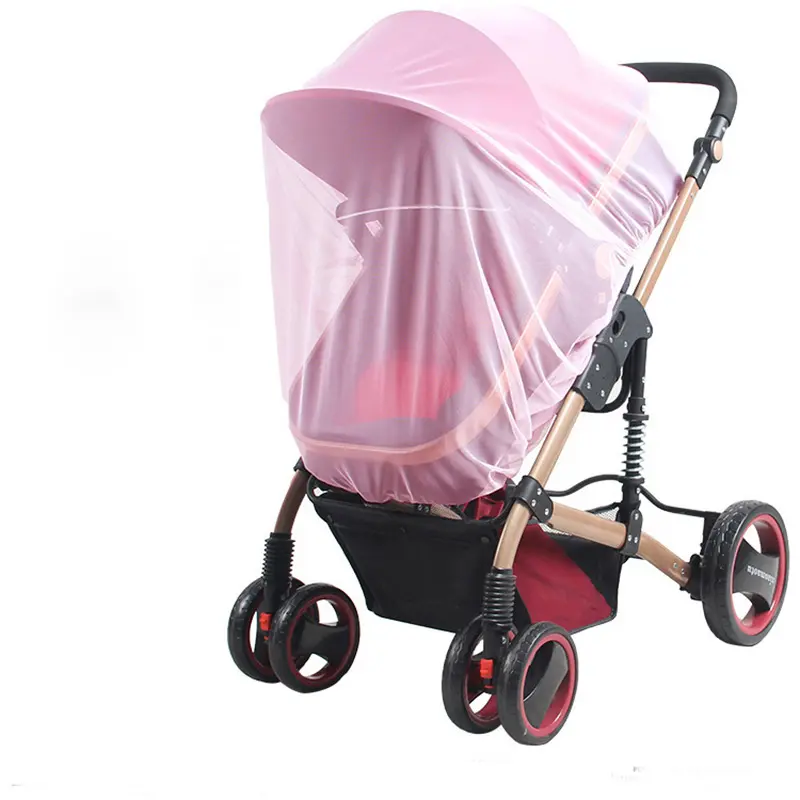 Moustiquaire Portable pour poussette de bébé, couverture complète et demi-carrée, disponible en blanc, bleu et rose