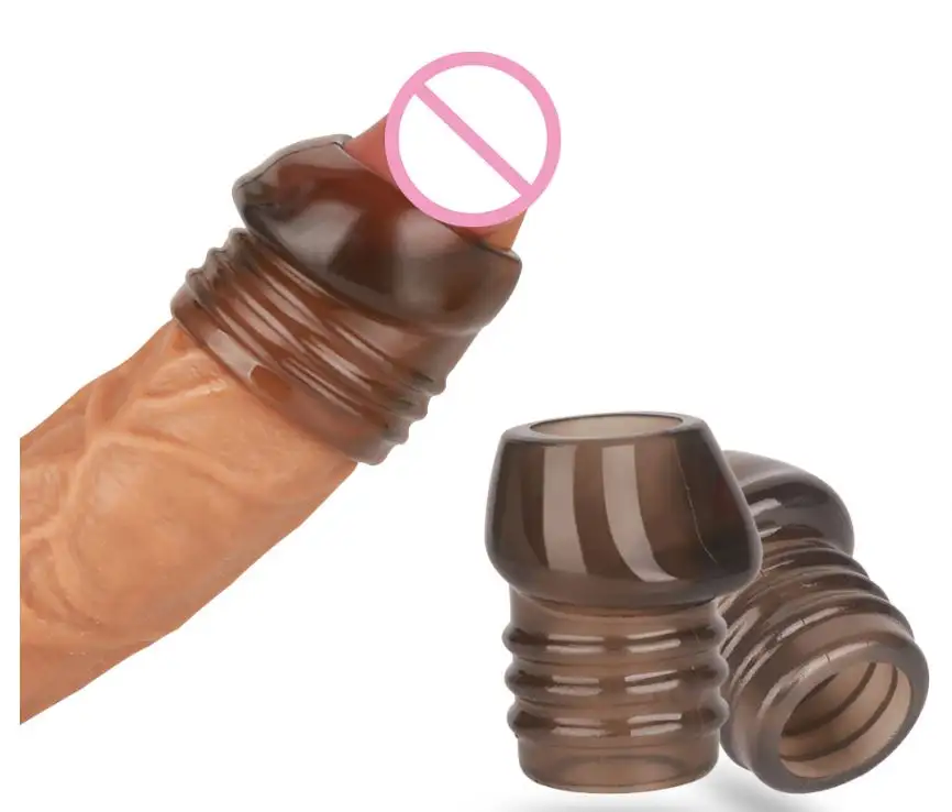 게이 포피 귀두 반지 남근 슬리브 재사용 가능한 콘돔 스레드 포피 링 남성 지속 딜로드 링 확대 콘돔