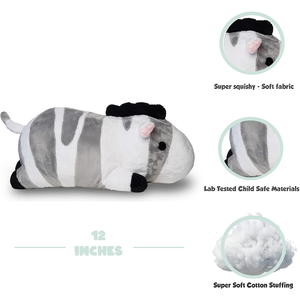 Super Squishy 12 Inch Cute Chubby Lying <strong>Zebra</strong> with Short Legs and Tail Sleeping Hugging <strong>Plush</strong> Animal Gray Custom Made Soft Toy - Product Image 5