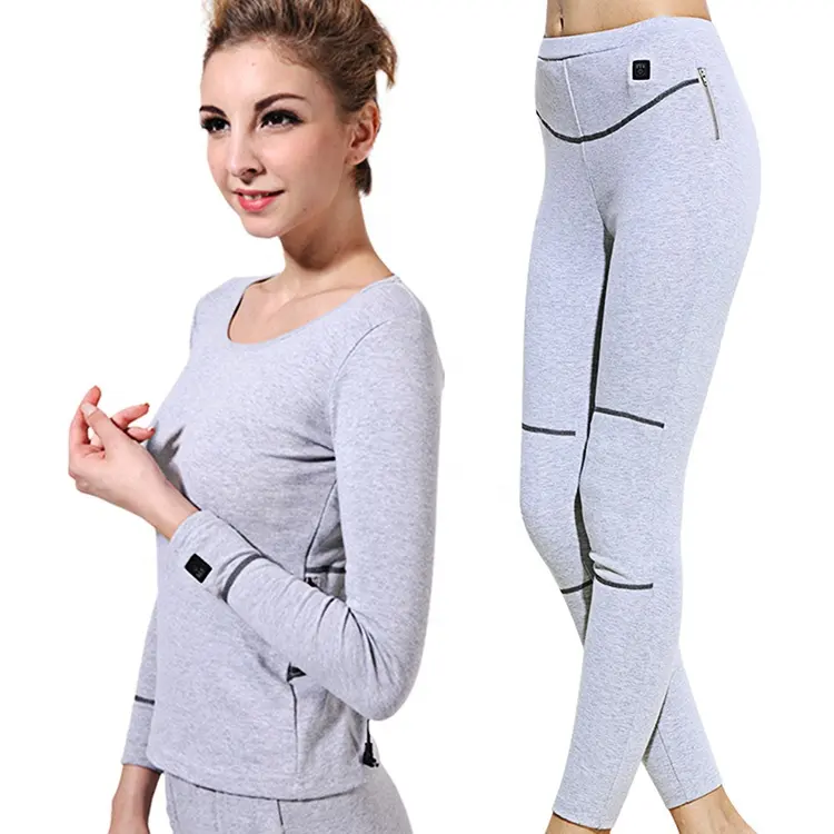 Winter Hot sale Women Heated pajamas suit Fleece Lined Cotton Thermal Underwear with Safe Battery Powered Heating System
