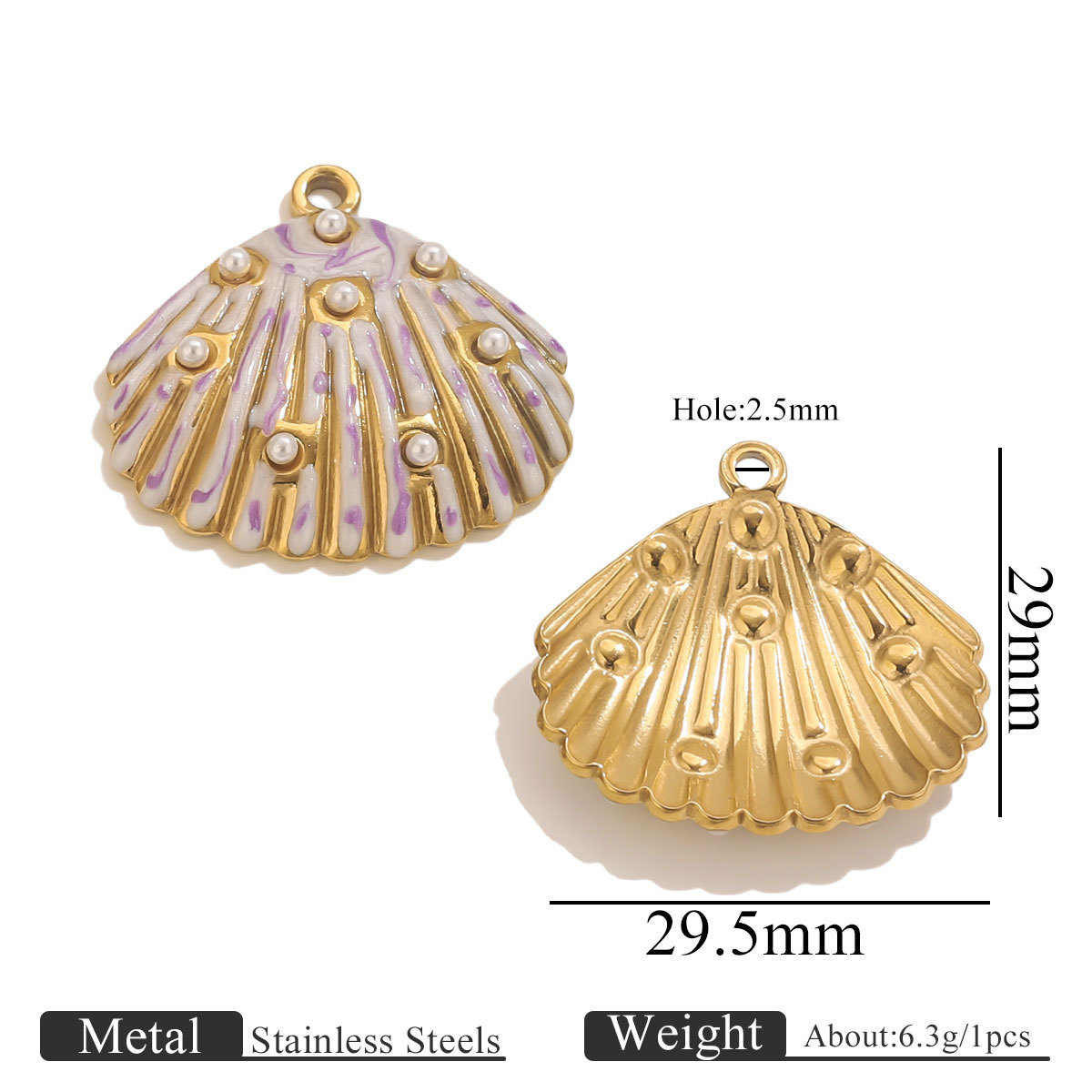 Shell 8 Pearl Pendant - Purple White