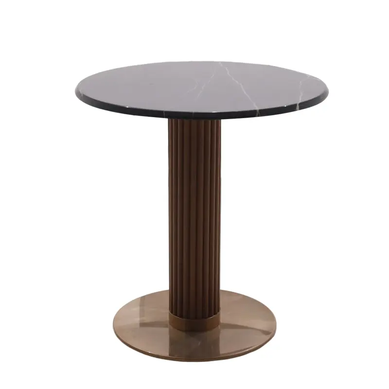 Juego de mesa de comedor de diseño italiano moderno Juego de comedor de forma redonda de lujo Mesas de comedor con base de metal superior de mármol