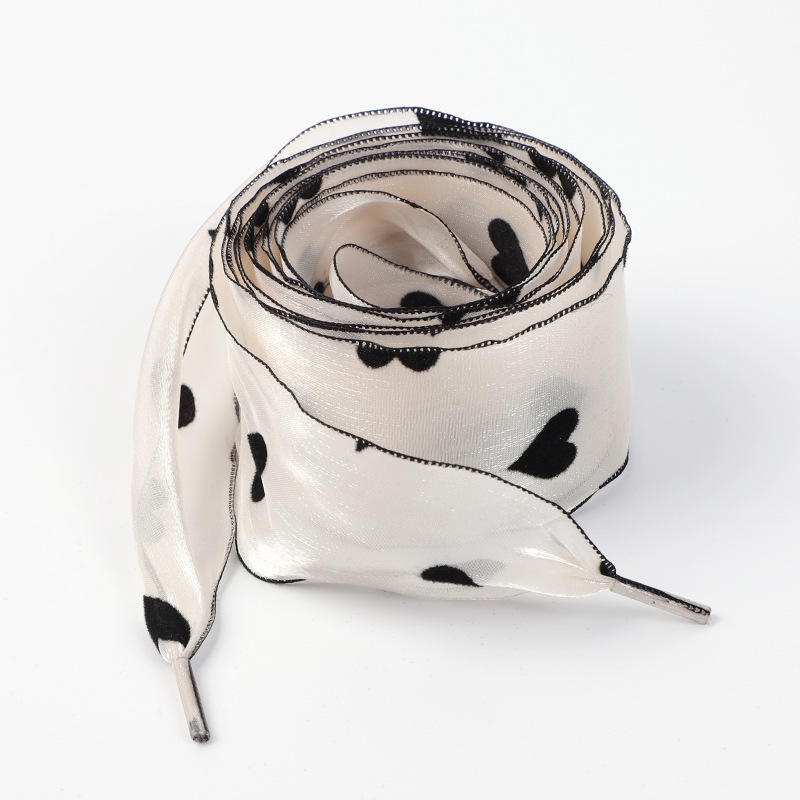 Rice white love silk shoelaces