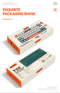 Teclado mecánico T30, personalizado, RGB, Bluetooth, inalámbrico, de tres modos, de doble color, con eje azul, 63 teclas