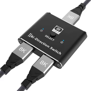 8K 60Hz HD Video Switch 2 en 1 Soporte 2 computadoras HD 2,1 8K Switch Box para computadora/proyector/sala de conferencias