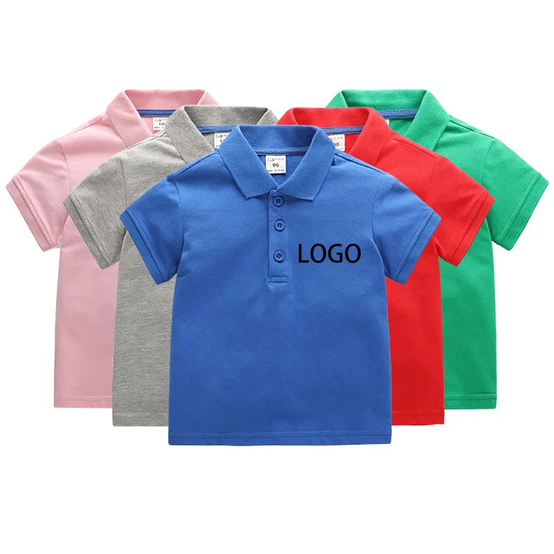 Camiseta de polo infantil personalizada, camisa de polo com impressão 100% algodão para crianças