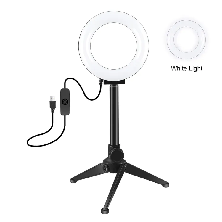En venta PULUZ 4,7 pulgadas 12cm anillo de luz + trípode de escritorio Selfie Stick montaje USB luz blanca LED anillo Selfie belleza Vlogging foto