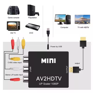 RCA a HDTV para HDMI compuesto 1080P 3 RCA CVBS adaptador Mini HDTV a AV Audio Video convertidor caja pequeña Mini Hdmi2av Av2hdmi