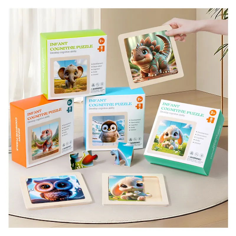 CPC certifié CE 8 pièces en bois Puzzle jouet dessin animé Puzzle jouet contreplaqué bébé jouets éducatifs précoces pour enfants garçons filles