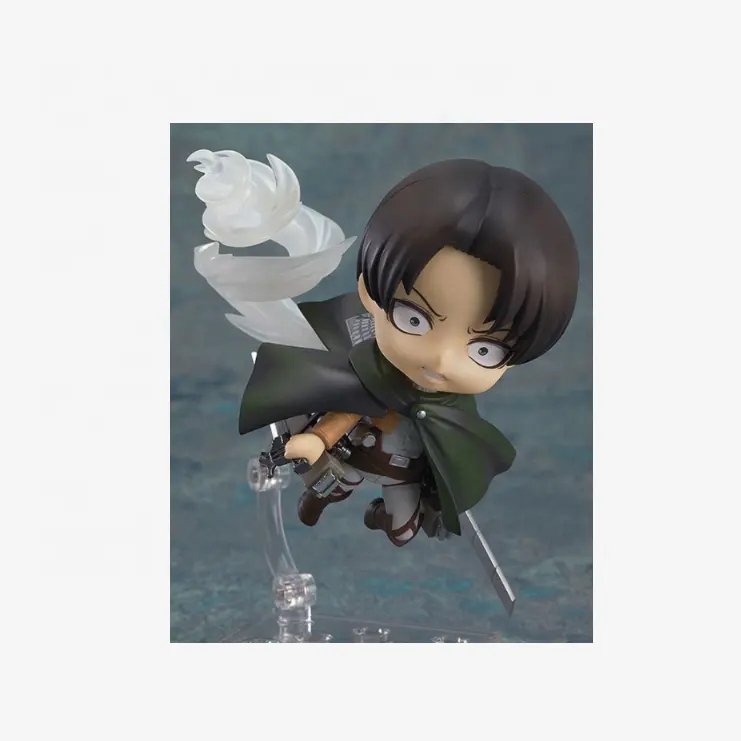 Levi Cute Versions Clay man Attack on Titan 390# PVC Action Figures Movable face swap Doll Battle dress Model Toy gift
