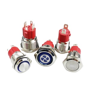 Interruptor de botón de metal personalizado de 16/19/22mm luz LED de arranque/parada impermeable para coche/niebla/motocicleta 12V 24V negro/plata 3A máx. - Product Image 1