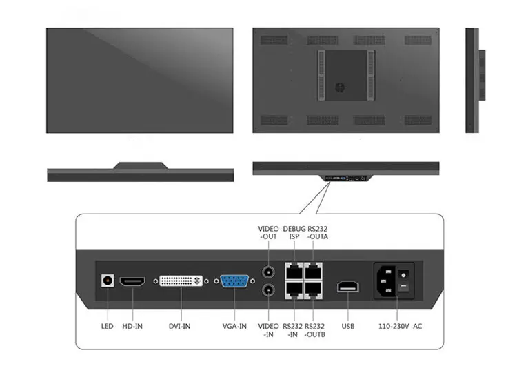 Недорогой экран 4K 55 дюймов, ЖК-экран, настенная панель 2x2 2x3 3x3 4x4, контроллер, рекламный дисплей