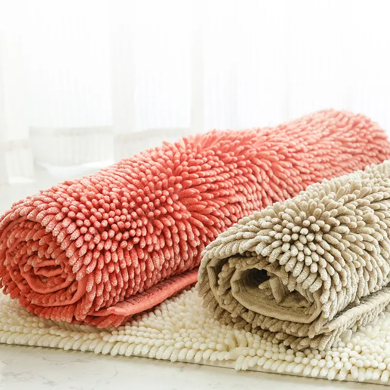 Tapete chenille antiderrapante personalizado, roupa de banheiro barata super absorvente para casa, toalha chenille antiderrapante