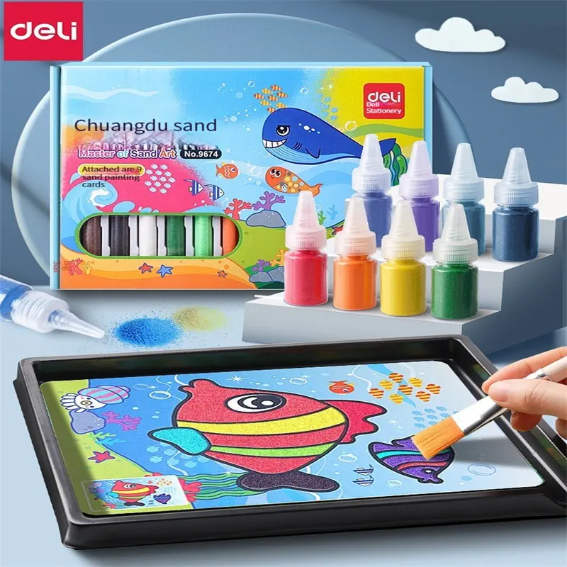 Deli 83623 песок картина Дети цветной песок начинающая девушка сделай сам развивающая игрушка ручной работы для мальчиков творческая