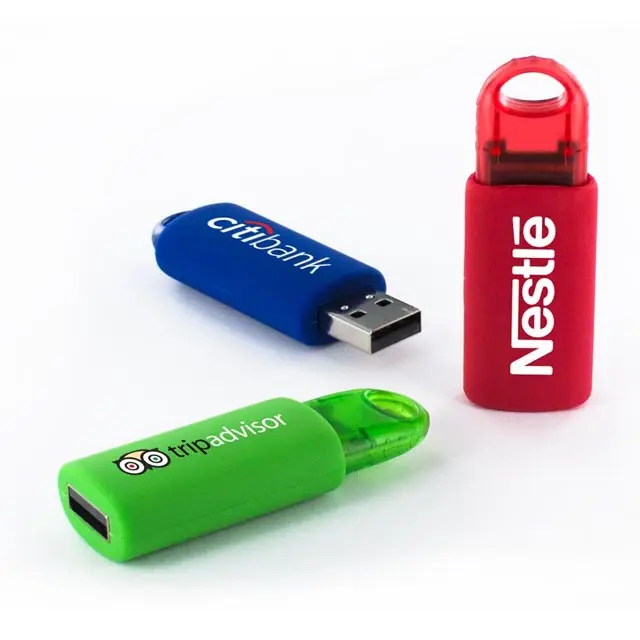 ABS Пластиковый материал Пользовательский логотип Печатный 32GB пружинный usb флэш-диск на ключи