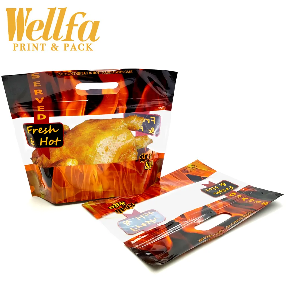 Bag Rotisserie Roast Packaging Custom Printed Laminated Plastic Food Microwave Hot Anti-fog Roasted Chicken Bags