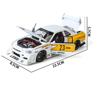 JLF-1901-411 kutu ile GTR-R34 1:24 ölçekli geri çekin ses işık Diecast alaşım spor araba modeli araçlar Supercar oyuncaklar çocuk KMM ODM - Product Image 6
