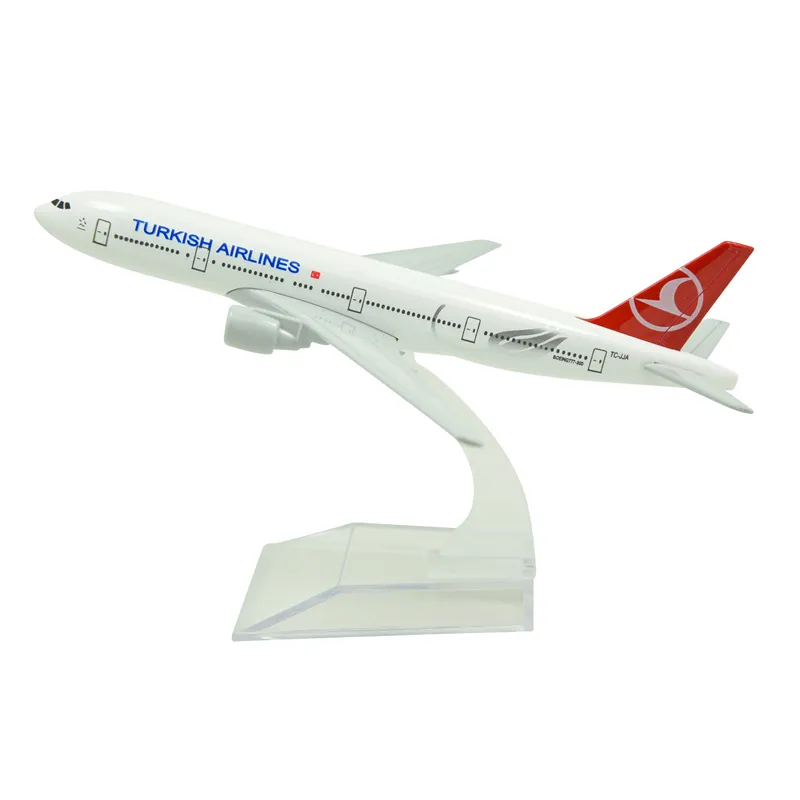 1:400 16cm aeronave turca aérea boeing b777, avião de passageiros de metal, modelo de avião civil, modo de avião fundido, modelo de personalização