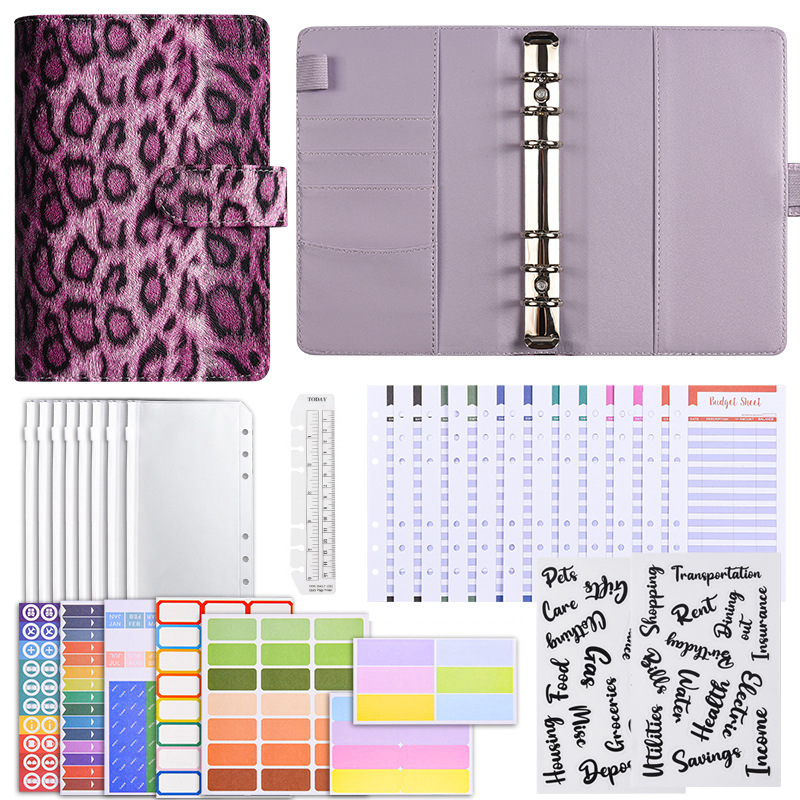 deluxe gift pack-leopard print purple budget cards-12 zip pouche
