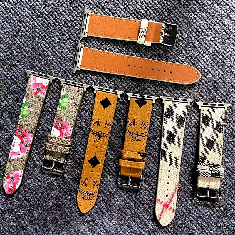 Desain Mewah untuk Apple Watch Bands Tali Jam Bahan Kulit untuk Watch Series8 7 6 5 44Mm 49Mm 40Mm 38Mm 41 45M Gelang