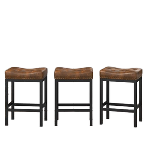 Hiện đại màu đen không thấm nước khung kim loại thanh phân với Faux Da yên backless truy cập chiều cao cho nhà bếp đảo <span class=keywords><strong>24</strong></span>-<span class=keywords><strong>inch</strong></span> - Product Image 1